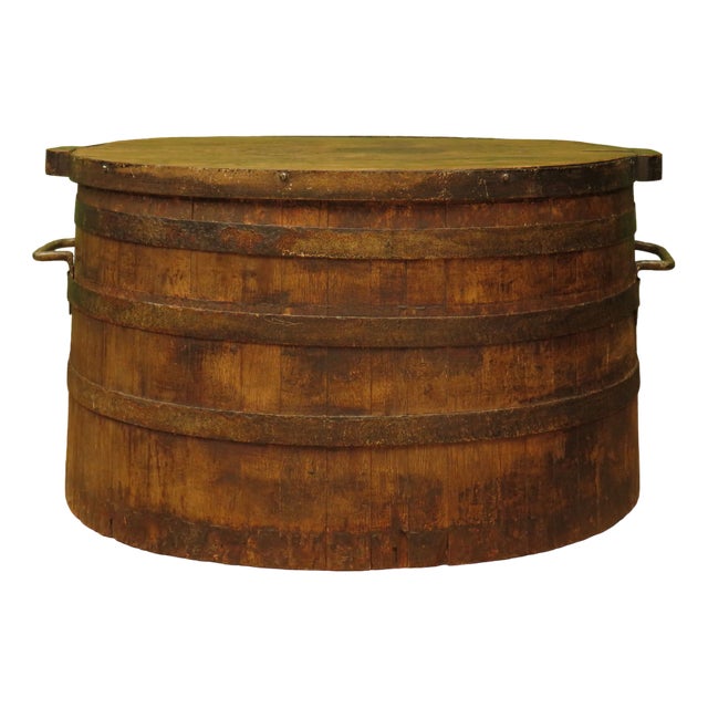 Coopered Pig Salting Barrel with Lid For Sale