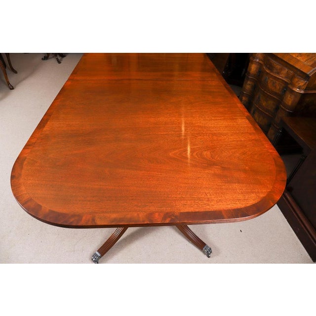 Vintage Regency Revival Triple Pillar Dining Table For Sale - Image 14 of 18