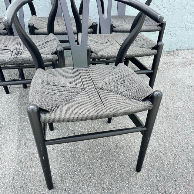 Vintage Weave Wishbone Dining Chairs - Set of 6 For Sale - Image 10 of 11