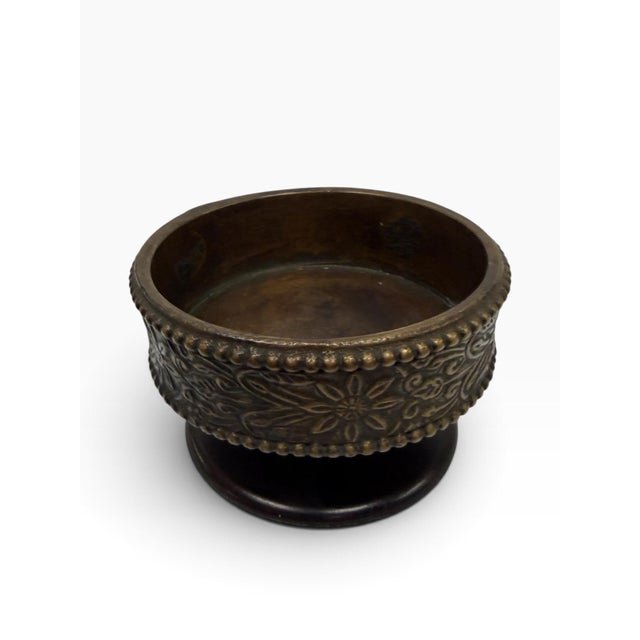 Antique French Bronze Floral Master Salt Cellar or Ring Dish - Dated 1920 Miniature For Sale - Image 4 of 6