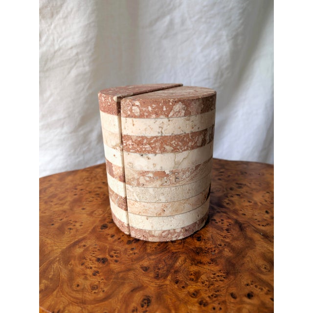 Vintage Striped Travertine Demilune Bookends by Fratelli Mannelli, 1970s, Set of 2 For Sale - Image 11 of 13