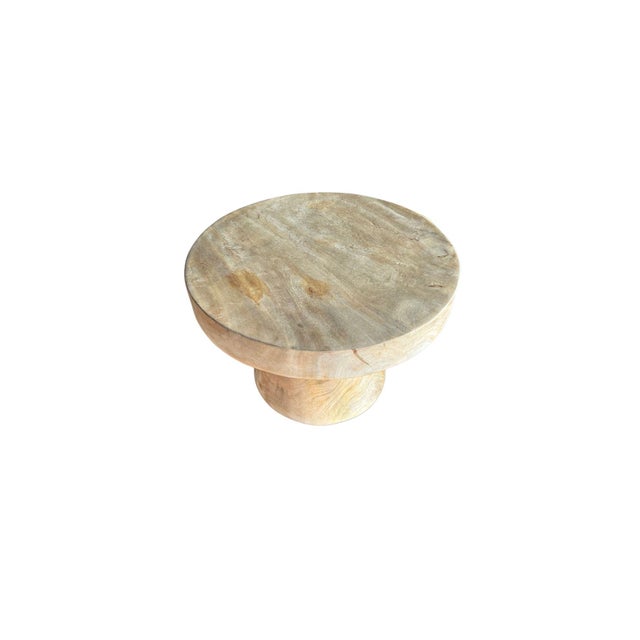 Sculptural Round Table Crafted From Solid Suar Wood, Natural Finish For Sale - Image 4 of 7