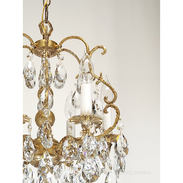 Brass Antique Super Fussy Birdcage Gleaming Brass Cut Lead Glass Crystal Chandelier ~ Rewired ~ Restored ~ Rejuvenated ~ Ready to Hang ~ For Sale - Image 8 of 12
