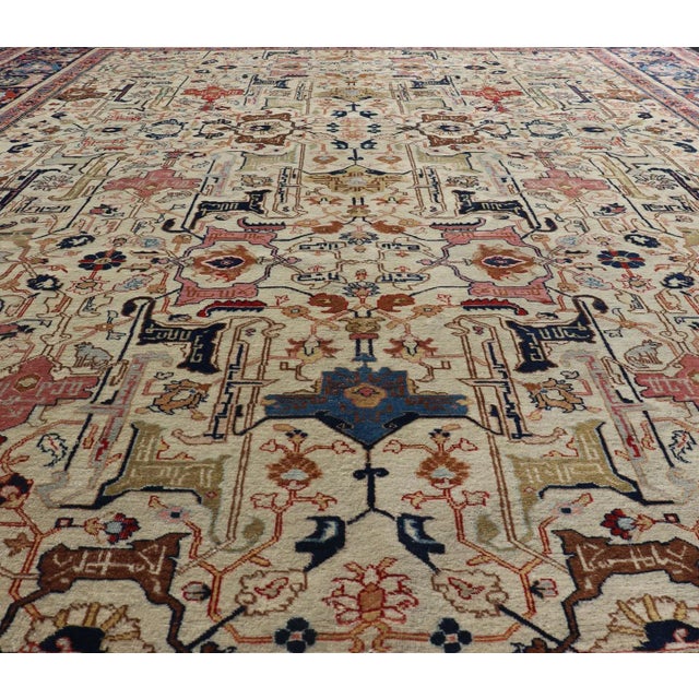 Antique Persian Tabriz Rug in Wool With All-Over Sub-Geometric Design 9'6 X 12'0 For Sale - Image 10 of 18