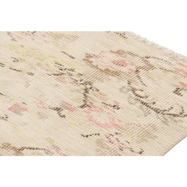 Vintage Zeki Müren Rug in Cream & Beige, With Floral Patterns From Rug & Kilim For Sale In New York - Image 6 of 8