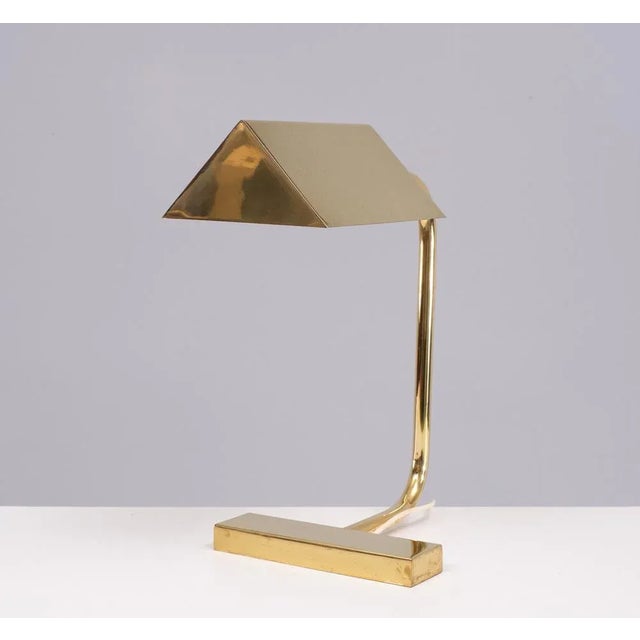 Gold Mid-Century Brass Table Lamp, Switzerland, 1972 For Sale - Image 8 of 11