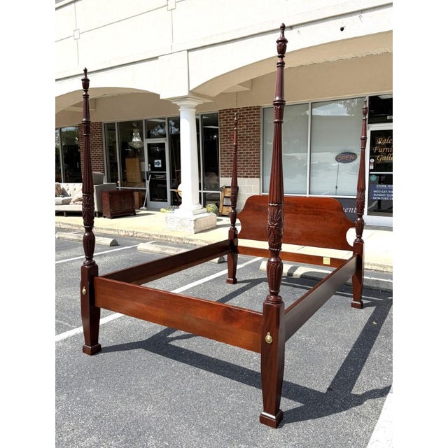 Lexington Furniture Lexington Queen Size Mahogany Rice Carved Poster Bed Frame For Sale - Image 4 of 18