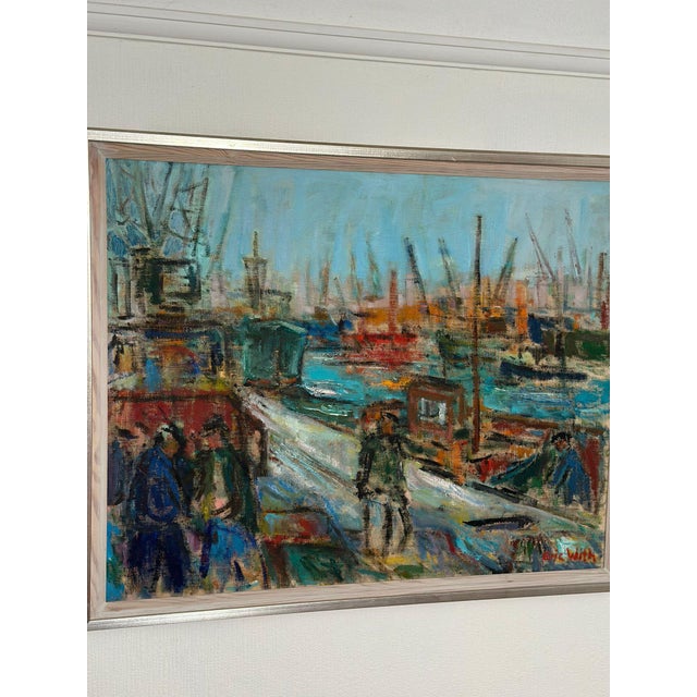 Eric With, Port of Gothenburg, 1960s, Oil on Canvas, Framed For Sale - Image 15 of 18