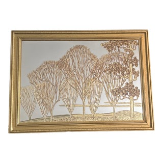 MCM Gold Painted Mirror With Gold Frame For Sale