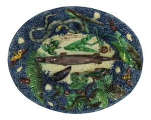 Late 19th Century Barbizet Palissy Majolica Palissy Fish Platter