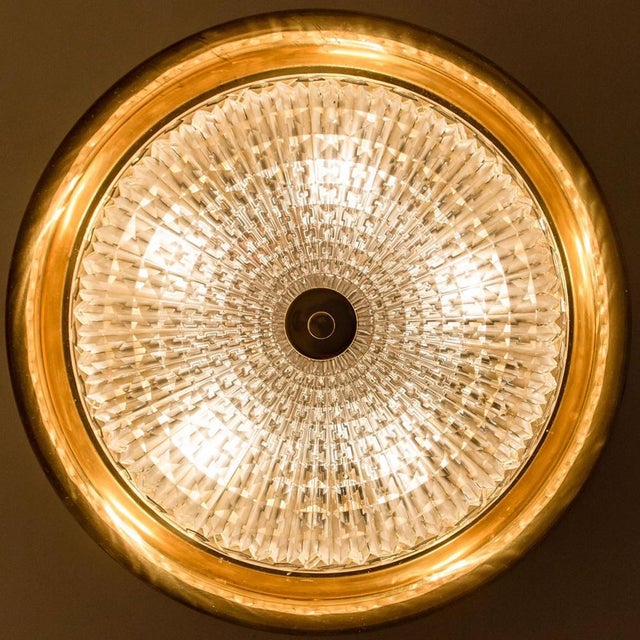 Vintage Gold Brass and Clear Glass Flush Mount by Carl Fagerlund, 1960s For Sale - Image 3 of 16