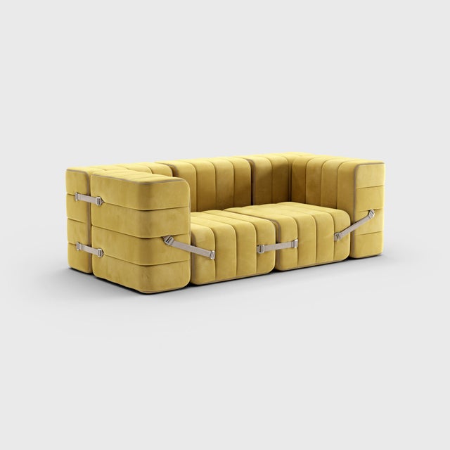 Not Yet Made - Made To Order Modular Two-Seater Sofa with Armrests in Barcelona Fabric by Ambivalenz, Set of 7 For Sale - Image 5 of 18