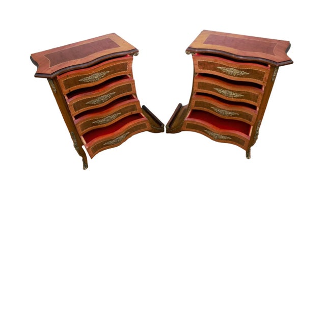 Wood Vintage French Renaissance Revival Flared Legs Side Cabinets, A Pair For Sale - Image 7 of 7