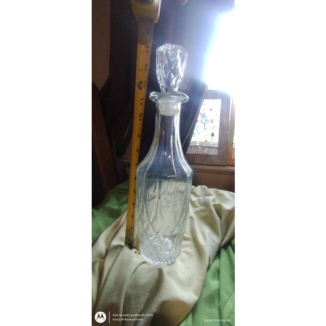 Glass Vintage Hand Cut Glass Decanter With Stopper For Sale - Image 7 of 11