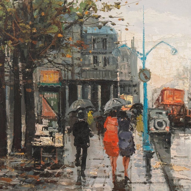 Paris in the Rain' by Marda; Large Post-Impressionist Oil, French School For Sale - Image 4 of 10