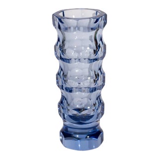 Vintage Faceted Crystal Vase, Oldrich Lipsky for Veb Glaswerke For Sale