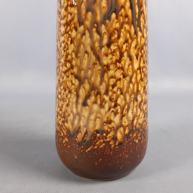 Black Vintage Brown Drip Glaze Majolica Ceramic Vase, 1970s For Sale - Image 8 of 11