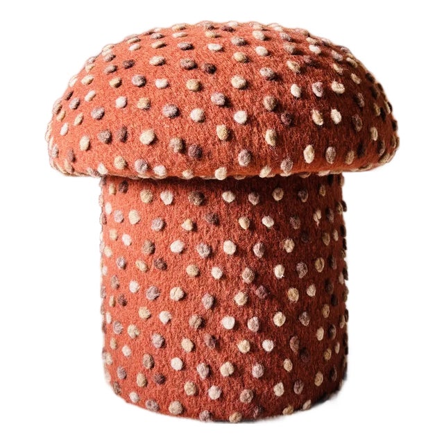 Mushroom Ottoman in Sedona Wool Dot For Sale