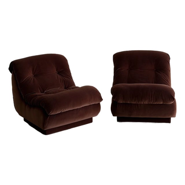 1980s Sculptural Tufted Lounge Chairs - Pair For Sale