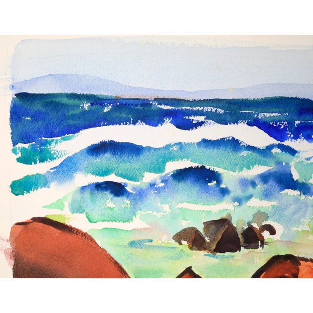 20th Century California Modernist Seascape in Watercolor on Paper by Lucile Marie Johnston For Sale - Image 4 of 8