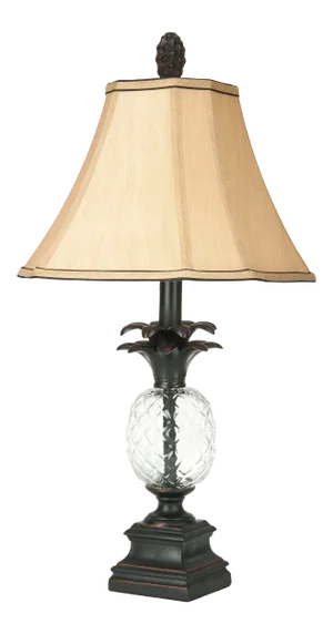 24-Inch H Glass Pineapple Table Lamp - Black & Clear