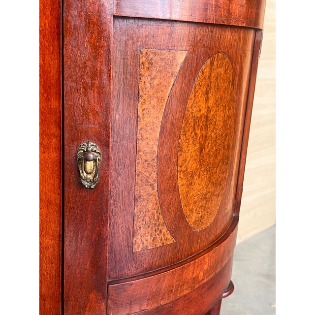 Louis XVI Style Marquetry Nightstands with Bronze and Mirror Crests, 1890s, Set of 2 For Sale - Image 13 of 16