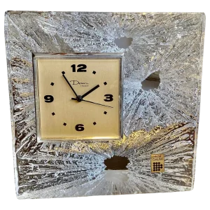 Crystal Table Clock from Daum, France, 1950s