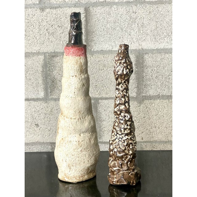 Contemporary Contemporary Signed Studio Pottery Vases - a Pair For Sale - Image 3 of 11