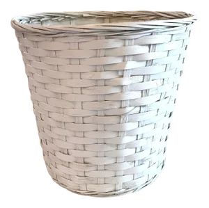Vintage White Wicker Waste Basket