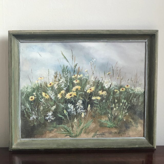 1974 Field of Wildflowers Oil-On-Canvas, Framed For Sale In Baltimore - Image 6 of 13