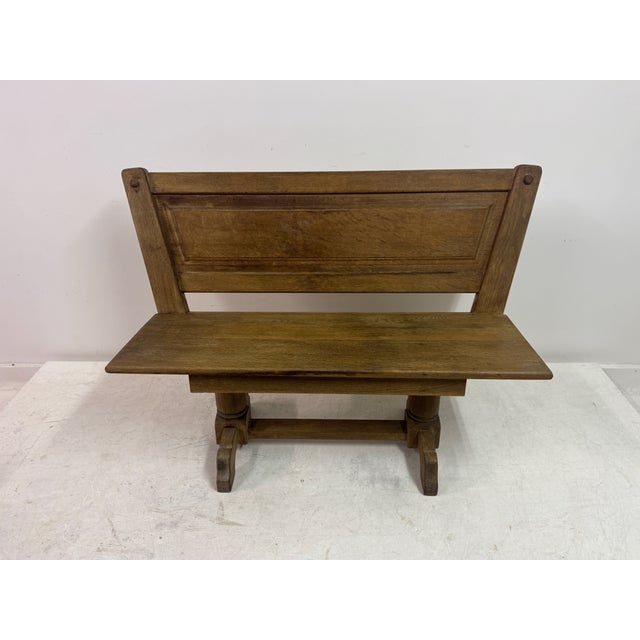 Vintage Belgian Oak Bench by De Puydt, 1960s For Sale - Image 6 of 15