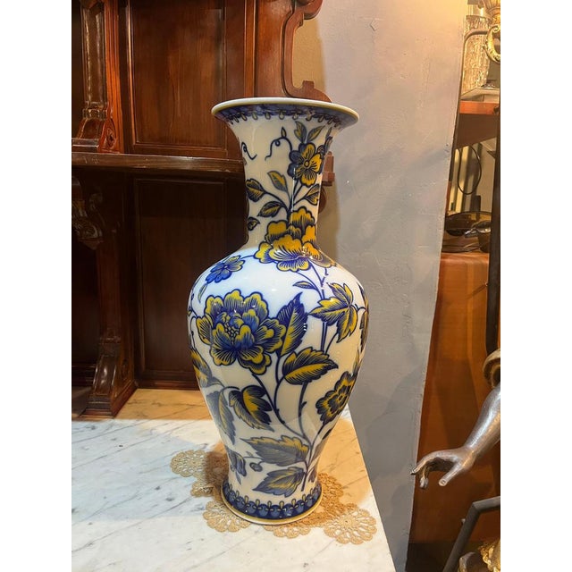 A stunning and rare example of 1950s Mid-Century German craftsmanship, this large Bavaria porcelain vase features a bold,...
