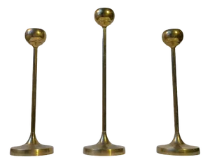 Scandinavian Modern Tulip Candlesticks in Brass, 1960s, Set of 3