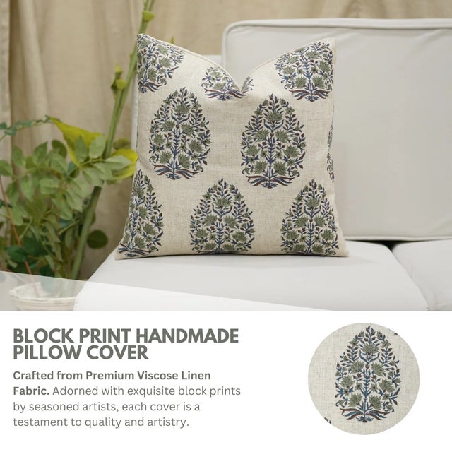 Bring a touch of botanical beauty into your home with the kumud cushion cover, featuring delicate hand block printed...