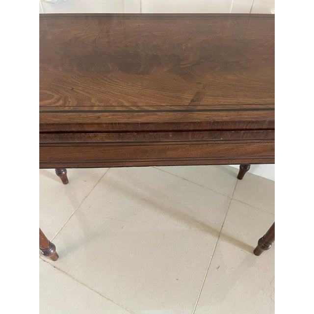 Brown Antique George III Mahogany Card Table, 1820s For Sale - Image 8 of 15