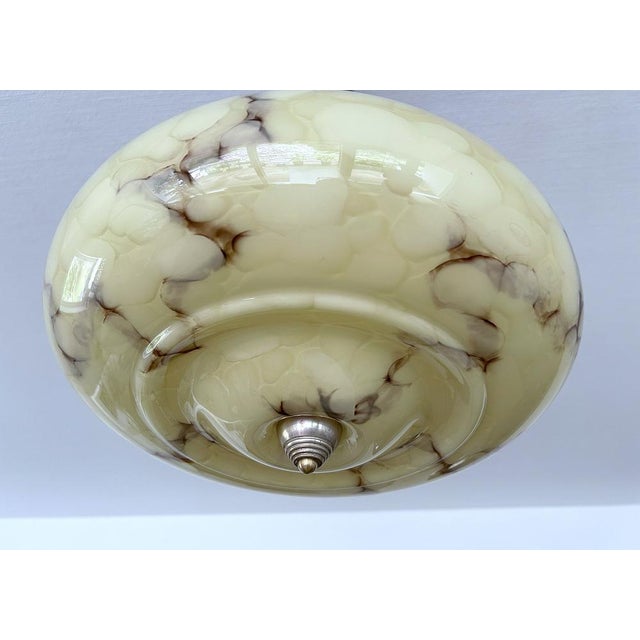 Art Deco Pendant Light in Marble Glass, 1930s For Sale - Image 13 of 18