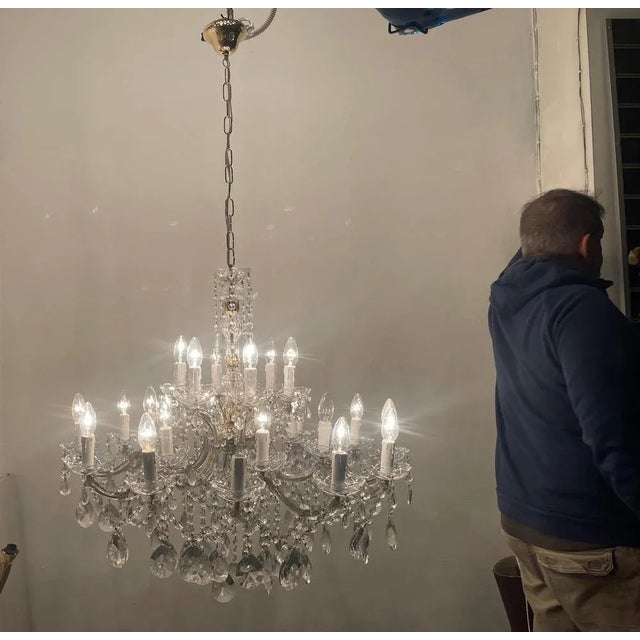 Large crystal maria theresa chandelier 24 lights height without chain 77 cm this chandelier has been completely restored...