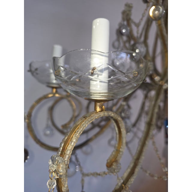 Metal Large Vintage Clear Murano Glass Drop Chandelier For Sale - Image 7 of 12