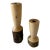 Pair of Vintage Handcrafted Turned Wood Candle Holders For Sale