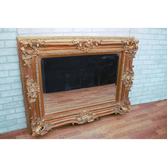 Victorian Victorian Gold Gilded Framed Etched Wall Mirror For Sale - Image 3 of 9