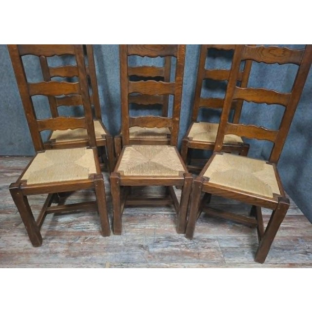 French Rustic Chairs in Wood, 20th Century, Set of 6 For Sale - Image 4 of 6