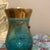 1960s Vintage Murano-Style Venetian Teal Blue Cordial Glass With 24k Gold Gilt & Red Gem Accents For Sale - Image 5 of 5