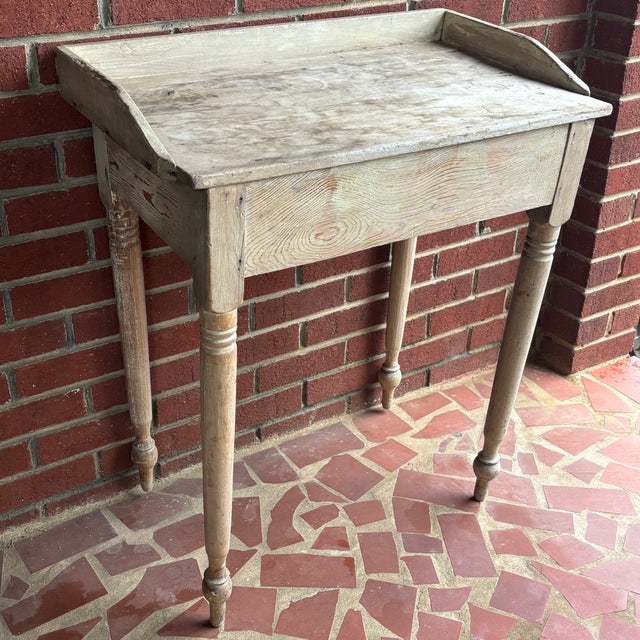 Wood Antique Rustic Pine Work Table For Sale - Image 7 of 7