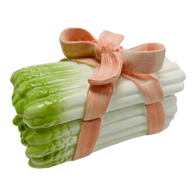 Vintage Ceramic Asparagus Box With Bow For Sale