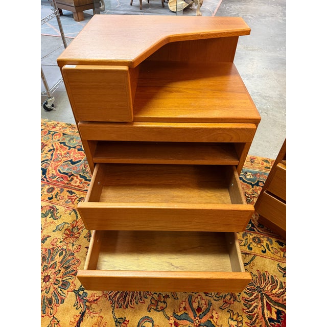 Pair Vintage 1970s Scan Coll Danish Modern Teak 3-Drawer Nightstands For Sale - Image 10 of 12