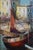 Textile Late 20th Century Eleonore Guinther Nautical Maritime Fishing Boats Harbor Oil Painting 33" For Sale - Image 7 of 15