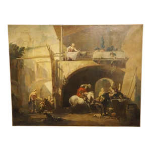 Large 19th Century Oil Painting, the Return of the Hunt, After Nicolaes Berchem