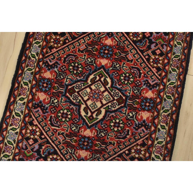Fine Bidjar Rug 1’5” X 2′ Red Wool Vintage Traditional Hand-Knotted Carpet For Sale - Image 4 of 6