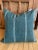 Wool Large Square Pillow in Teal Blue & White Stripe For Sale - Image 4 of 10