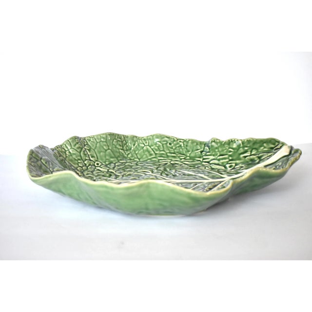 Shabby Chic Portuguese Trompe l'Oeil Cabbageware Bordallo Pinheiro Large Serving Bowl For Sale - Image 3 of 6